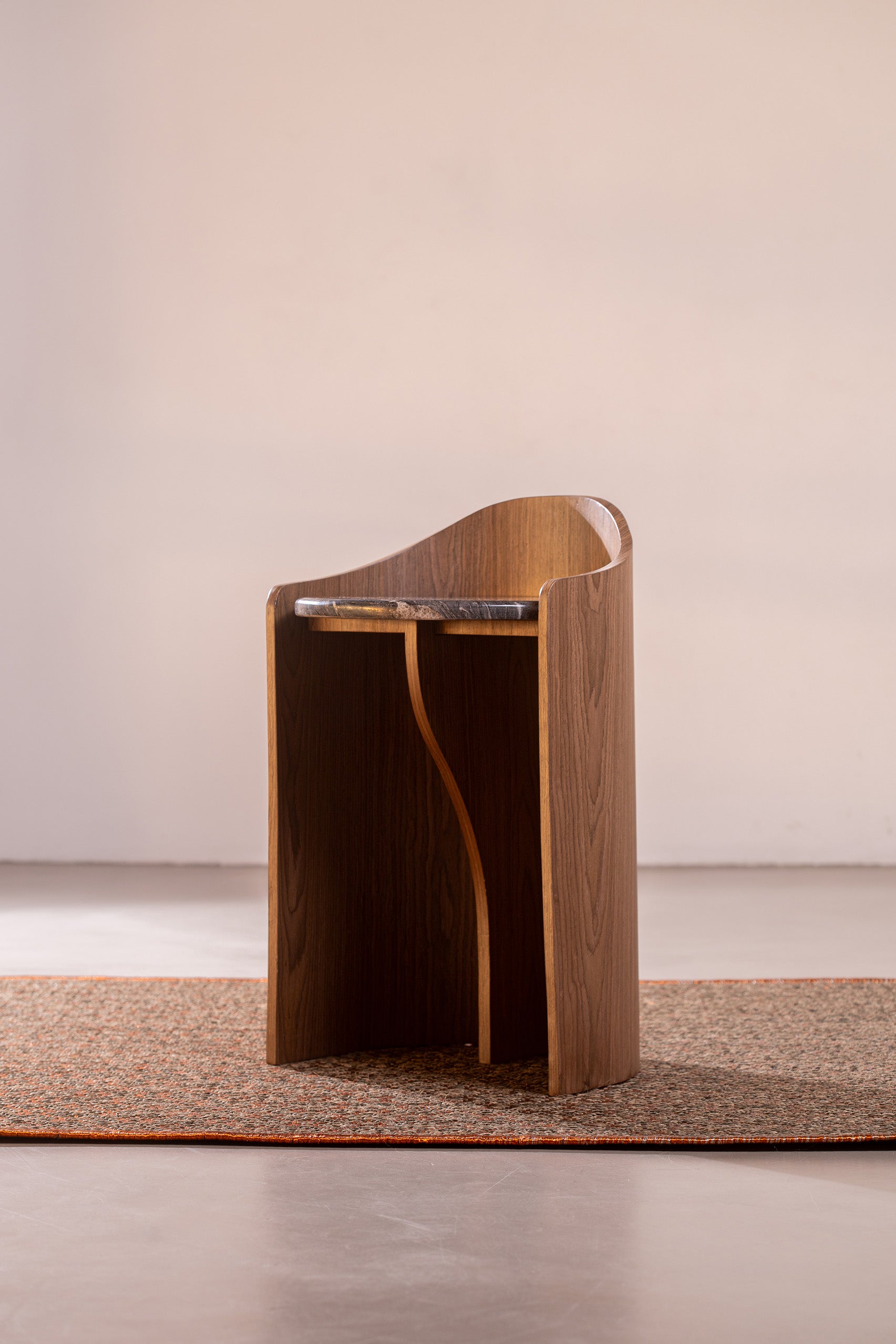 Walnut Cathedral Wood + Exotic Granite Marble Java Stool – My Store