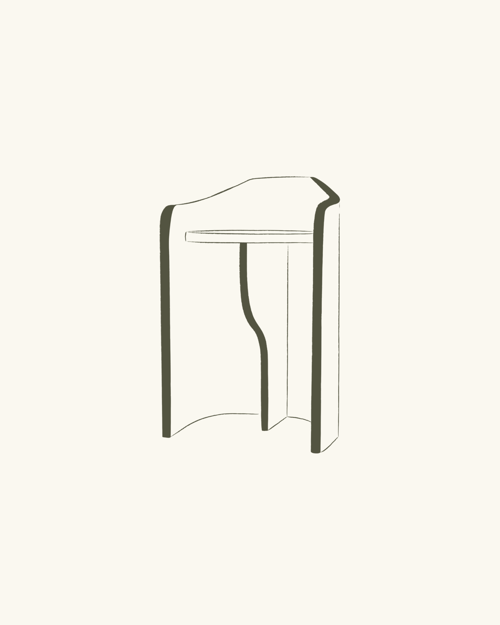 Walnut Cathedral Wood + Exotic Granite Marble Java Stool